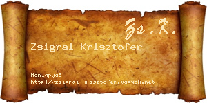 Zsigrai Krisztofer névjegykártya